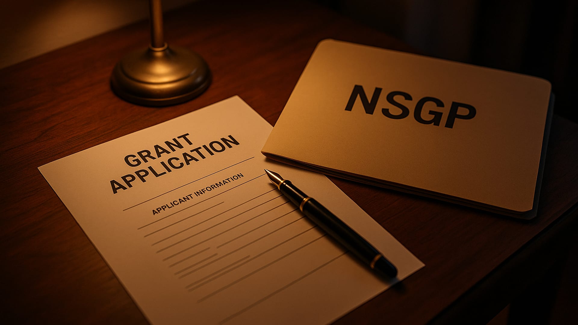 A compliance checklist with grant documentation organized on a table